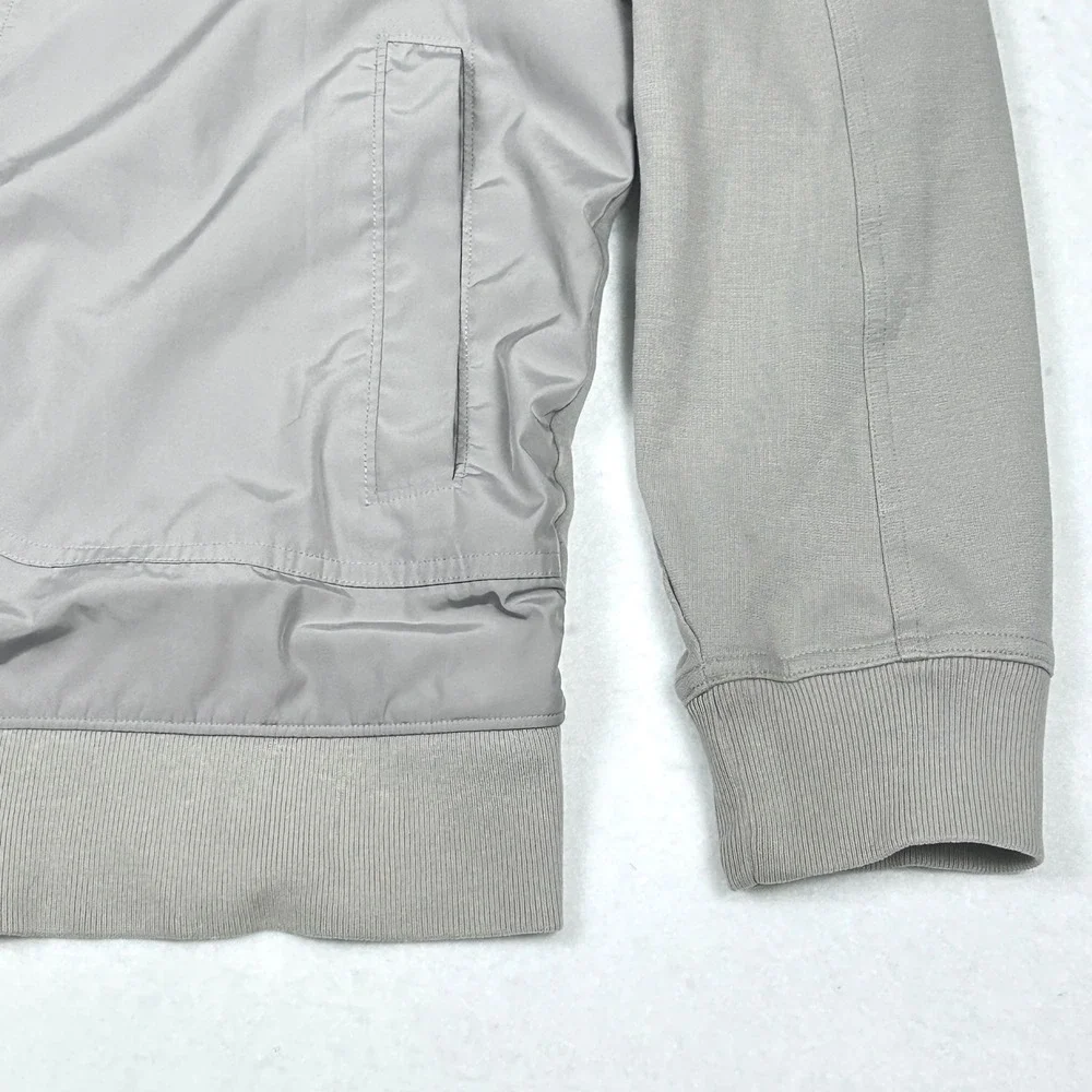Banana Republic Men XLT Woven Baseball‎ Jacket Tall Gray Hybrid Bomber Tech Prep